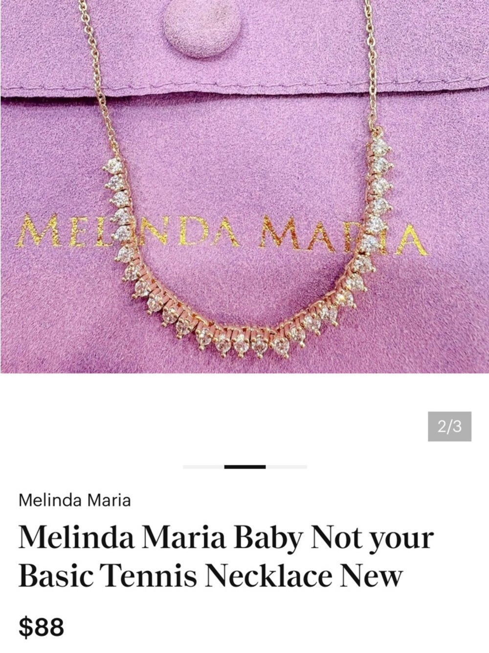 Melinda Maria Rose Gold Crystal Fringe Necklace